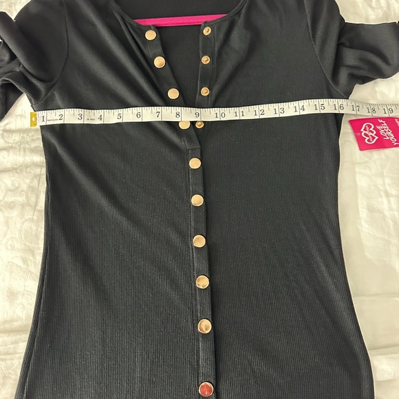 Hearts and Hips Black Button Front Knitted Midi Dress size large - Picture 7 of 9